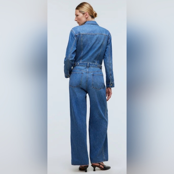 Madewell Denim Wide Leg Coverall Jumpsuit Size 4 - Picture 8 of 8